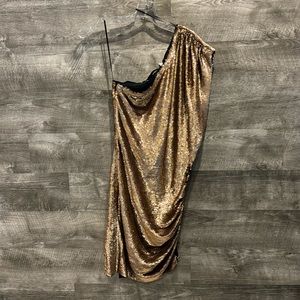 IRO NWT Gold One shoulder Dress with Flaws- missing sequins